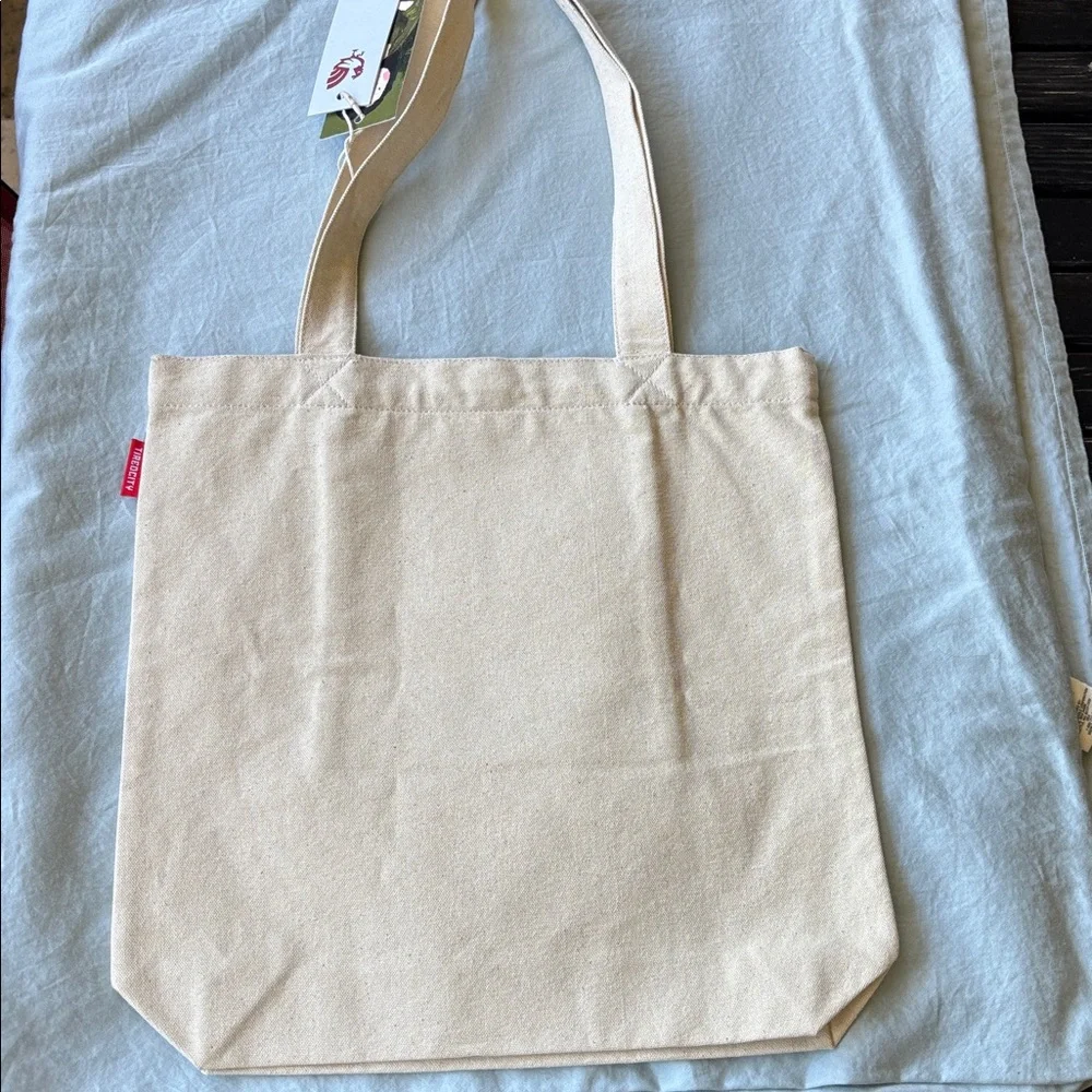 Canvas Tote Bag with Painted Girl Illustration - Cream - Picture 2 of 7